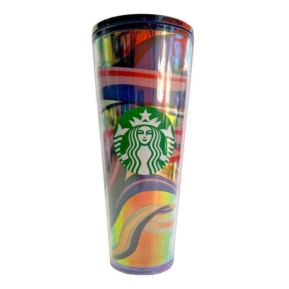 Starbucks 2021 Holiday Tumbler 24oz Swirl Multicolor No Straw Cup Ltd Edition LE